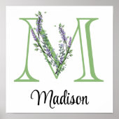 Monogram M Lavender Eucalyptus Kinderzimmer Poster (Vorne)