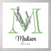 Monogram M Lavender Eucalyptus nursery Poster (Vorne)