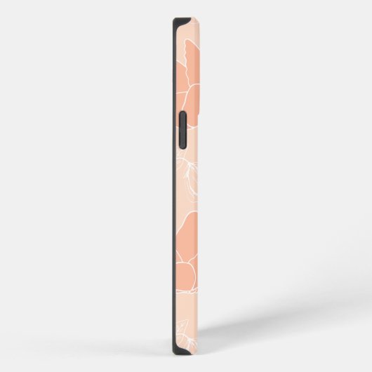 Monogram M Modern Apricot Peach Butterfly Muster iPhone Hülle (Rechte Seite)