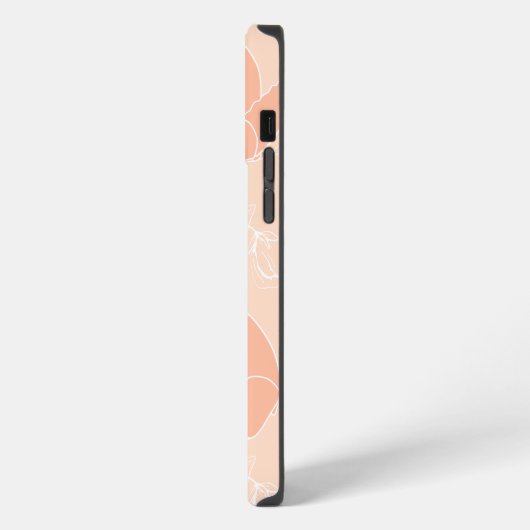 Monogram M Modern Apricot Peach Butterfly Muster iPhone Hülle (Linke Seite)