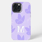 Monogram M Modern Blue Lilac Butterfly Pattern iPhone Hülle (Rückseite)