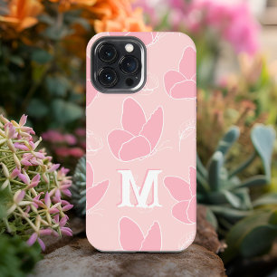 Monogram M Modern Blush & Pink Schmetterlingsmuste iPhone 13 Pro Max Hülle