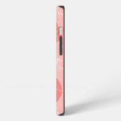 Monogram M Modern Korallenrosa Schmetterlingsmuste iPhone Hülle (Linke Seite)