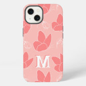 Monogram M Modern Korallenrosa Schmetterlingsmuste iPhone Hülle (Rückseite)