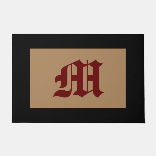 Monogram M Old English Black Trim Doormat Fußmatte (Vorderseite)