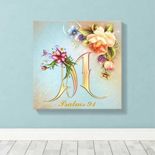 Monogram M Premium Wrapped Canvas (Gloss) Leinwanddruck (Insitu (Holzboden))