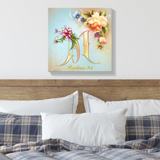 Monogram M Premium Wrapped Canvas (Gloss) Leinwanddruck (Insitu (Schlafzimmer))