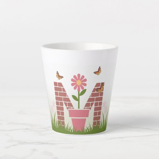 Monogram M Spring Garden Latte Tasse (Vorderseite)