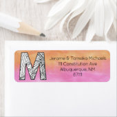 Monogram "M" Tangle Letter Orange Pink Watercolor (Insitu)