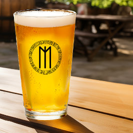 Monogram M - Viking Style - Pint Glass Glas
