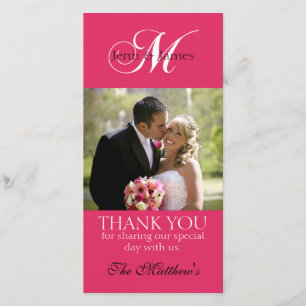 Monogram M Wedding danke Ihnen Foto Cards Fuchsia