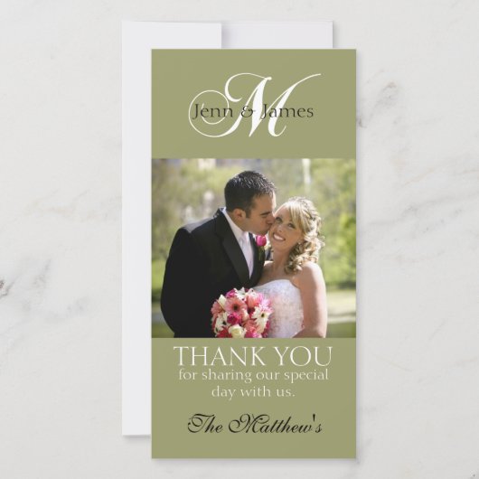 Monogram M Wedding Vielen Dank, dass Sie Foto Card Dankeskarte (Vorderseite)