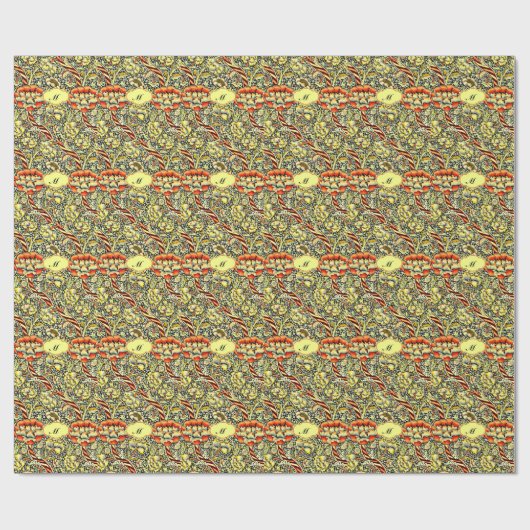 Monogram "M" William Morris Design Geschenkpapier (Flach)