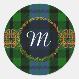 Monogram MacKay Tartan Runder Aufkleber