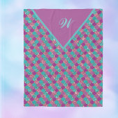 Monogram Magenta Lila Pink Aquamarine Meerjungensk Fleecedecke