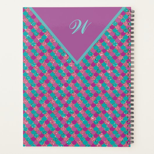 Monogram Magenta Lila Pink Aquamarine Meerjungensk Planer (Rückseite)