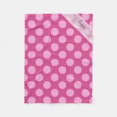 Monogram Magenta Pink Chic Polka Dot Muster Fleecedecke (Vorderseite)