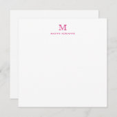 Monogram Magenta Pink Minimalistisch Formal Elegan Mitteilungskarte (Vorne/Hinten)
