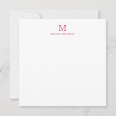 Monogram Magenta Pink Minimalistisch Formal Elegan Mitteilungskarte (Vorderseite)