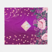 Monogram Magenta Rosegold Pink Metallic Glitzer Fleecedecke (Vorderseite (Horizontal))
