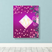 Monogram Magenta Rosegold Pink Metallic Glitzer Leinwanddruck (Insitu (Holzboden))