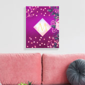 Monogram Magenta Rosegold Pink Metallic Glitzer Leinwanddruck (Insitu (Wohnzimmer))