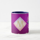 Monogram Magenta Rosegold Pink Metallic Glitzer Tasse (Zentrum)