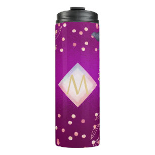 Monogram Magenta Rosegold Pink Metallic Glitzer Thermosbecher