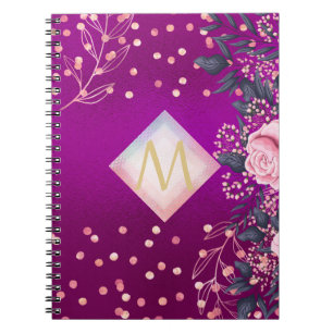 Monogram Magenta Roségold Pink Metallischer Glitte Notizblock