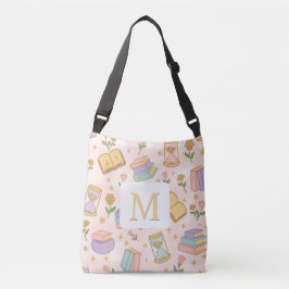 Monogram Magic Books Tote Bag Girly Pink Tragetaschen Mit Langen Trägern