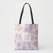 Monogram Magic Books Tote Bag Girly Purple Tasche (Vorderseite)