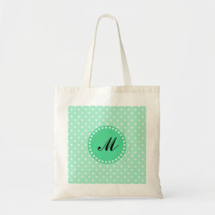 Monogram Magic Mint and White Polka Dot Tragetasche