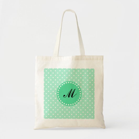 Monogram Magic Mint and White Polka Dot Tragetasche (Vorne)