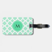 Monogram Magic Mint and White Quatrefolien Pattern Gepäckanhänger (Rückseite horizontal)