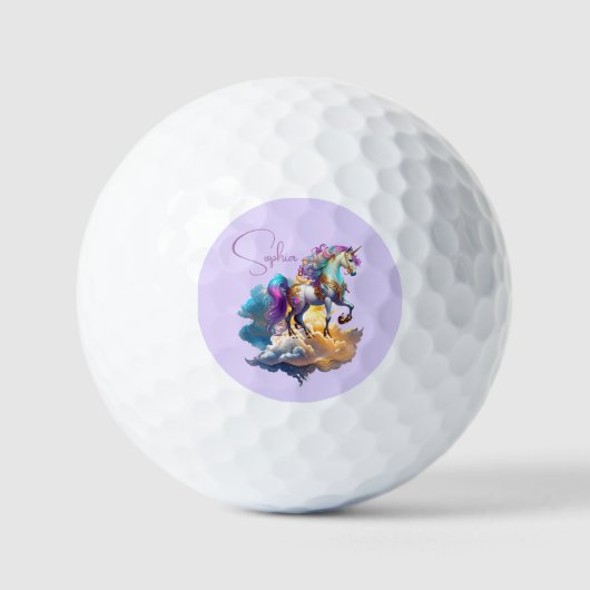 Monogram Magical Unicorn Fantasy Romance Geburtsta Golfball (Vorderseite)