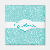 Monogram-Magnet für aquamarinen Glitzer Magnet (Vorne)