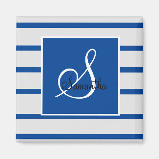 Monogram-Magnet in Blau und Weiß Magnet