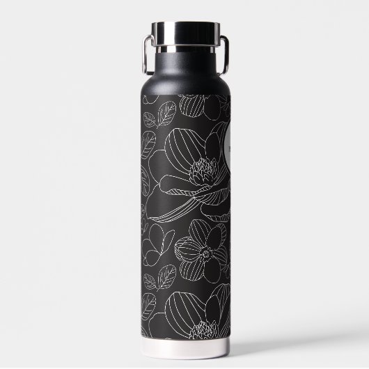 Monogram Magnolia-Abbildung Personalisiert Trinkflasche (Vorne)