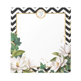 Monogram Magnolia Ivy und Gold mit Zickzack Notizblock