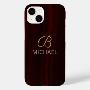 Monogram Mahogany Wood Holz Personalisierter Name Case-Mate iPhone 14 Hülle