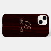 Monogram Mahogany Wood Holz Personalisierter Name Case-Mate iPhone Hülle (Rückseite (Horizontal))