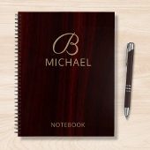 Monogram Mahogany Wood Holz Personalisierter Name Notizblock