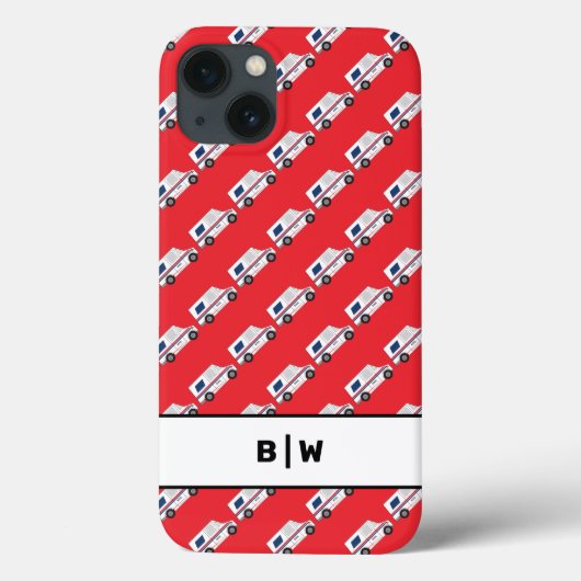 Monogram Mail Carrier Postwagen Red Case-Mate iPhone Hülle (Rückseite)