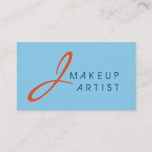 Monogram Makeup Artist Baby Blue Background Visitenkarte