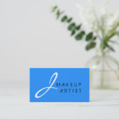 Monogram Makeup Artist Blue Background Visitenkarte (Stehend Vorderseite)