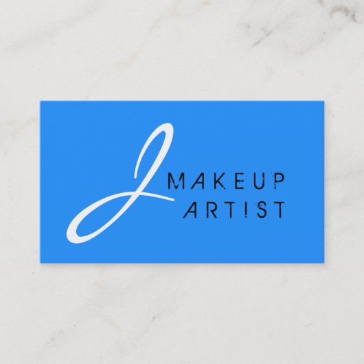 Monogram Makeup Artist Blue Background Visitenkarte (Vorderseite)