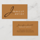 Monogram Makeup Artist Bronze Background Visitenkarte (Vorne/Hinten)