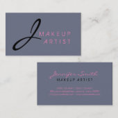 Monogram Makeup Artist Gray Hintergrund #2 Visitenkarte (Vorne/Hinten)