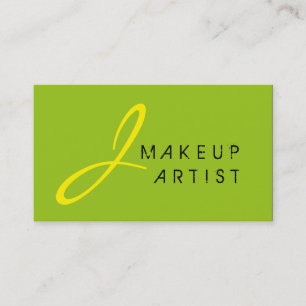 Monogram Makeup Artist Green Background Visitenkarte