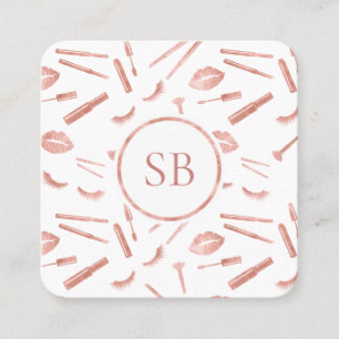 Monogram Makeup Artist Lashes Lipstick Mascara Quadratische Visitenkarte